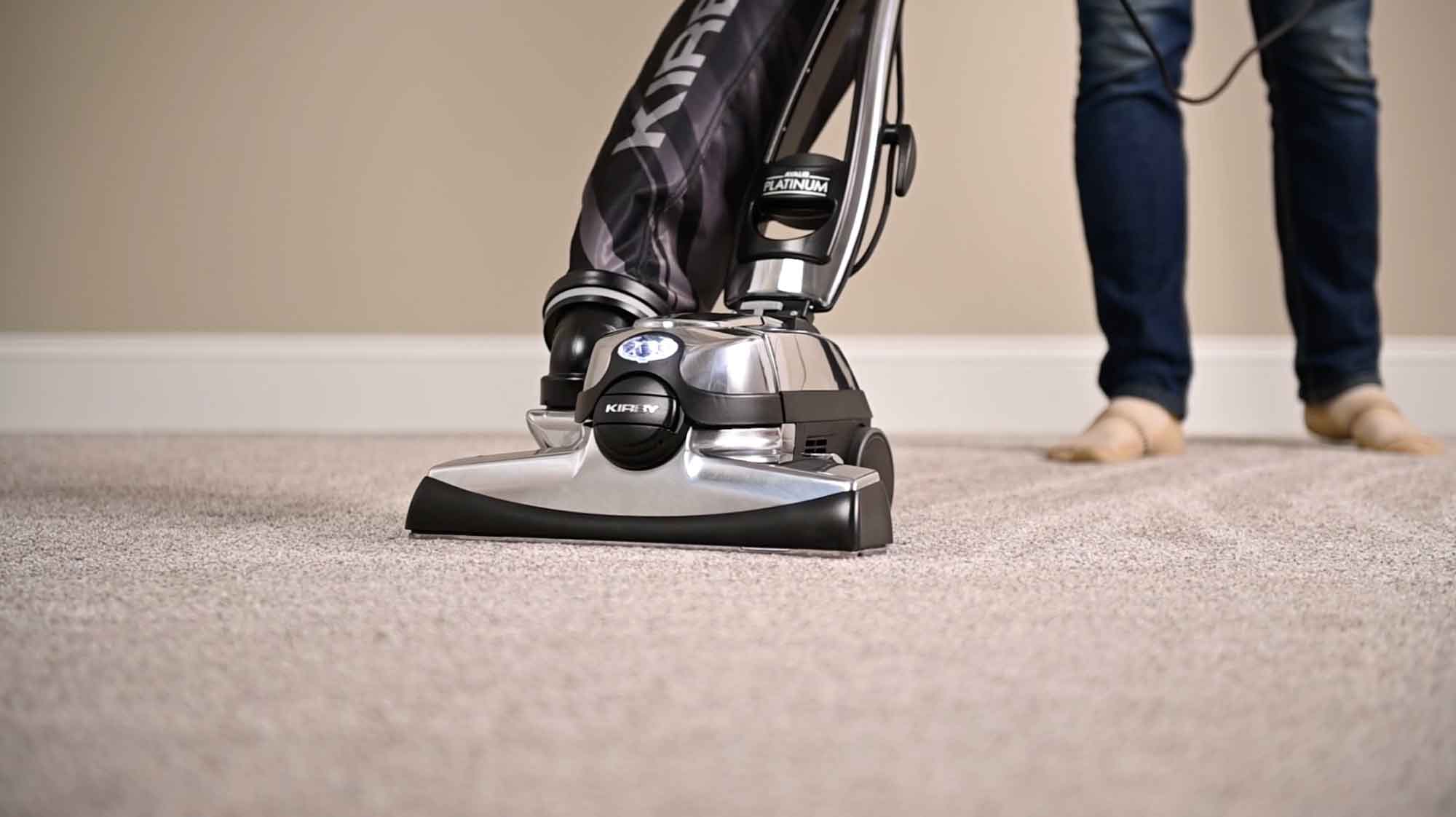 Kirby's Avalir Platinum vacuuming a carpet
