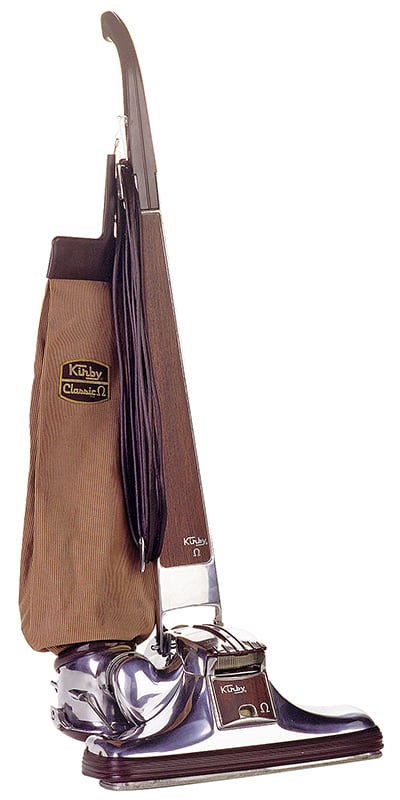 Kirby Classic Omega vacuum, brown bag and chrome body.