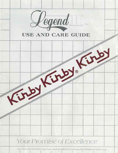 Kirby Legend II owner manual.