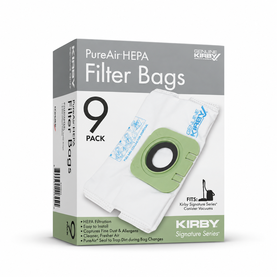 PureAir Filter Bags (9 Pack) with 3 Pre-Motor Filters (Kirby Signature Series Canister)