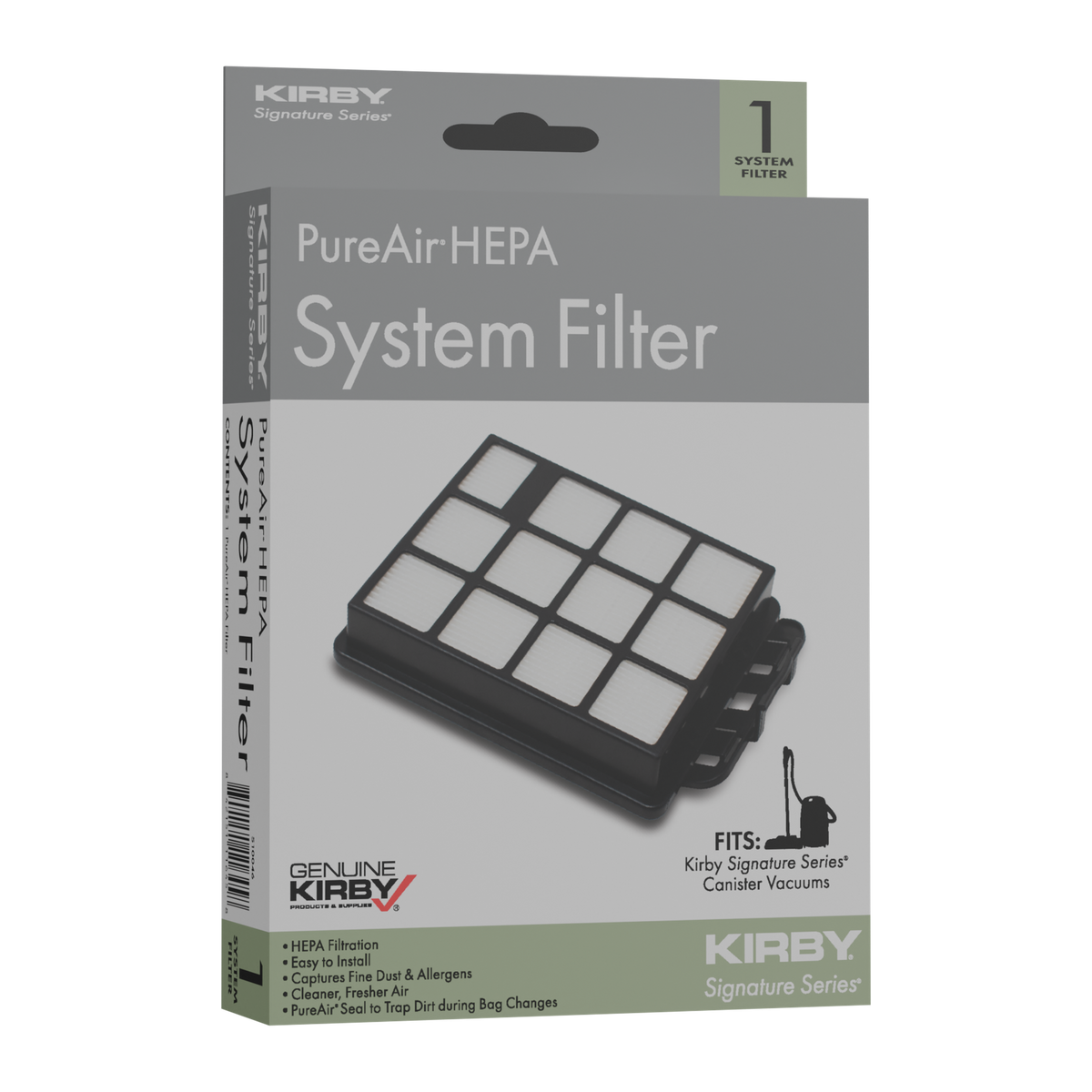PureAir HEPA system filter for Kirby Signature Series canister vacuums.