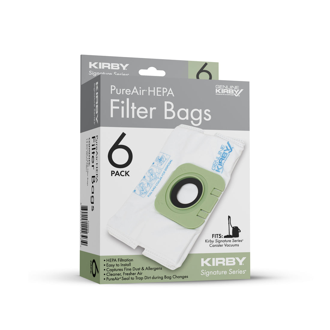 PureAir Filter Bags (6 Pack) with 2 Pre-Motor Filters (Kirby Signature Series Canister)