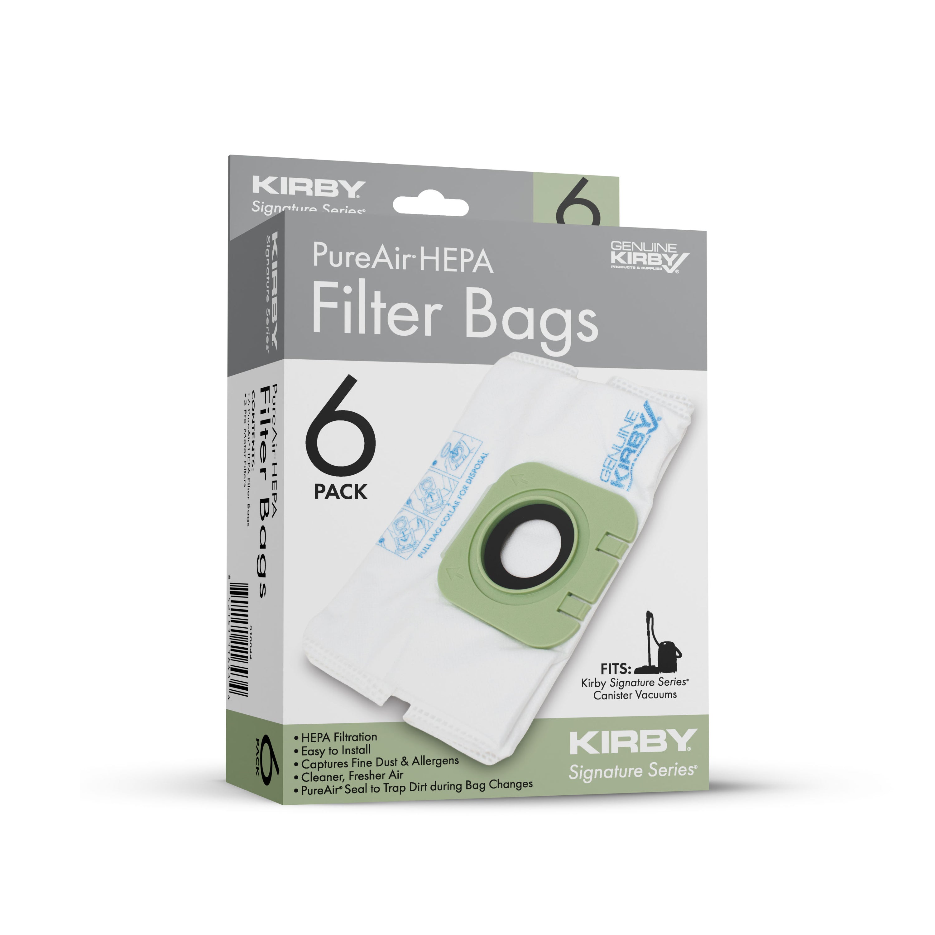 PureAir Filter Bags (6 Pack) with 2 Pre-Motor Filters (Kirby Signature Series Canister)