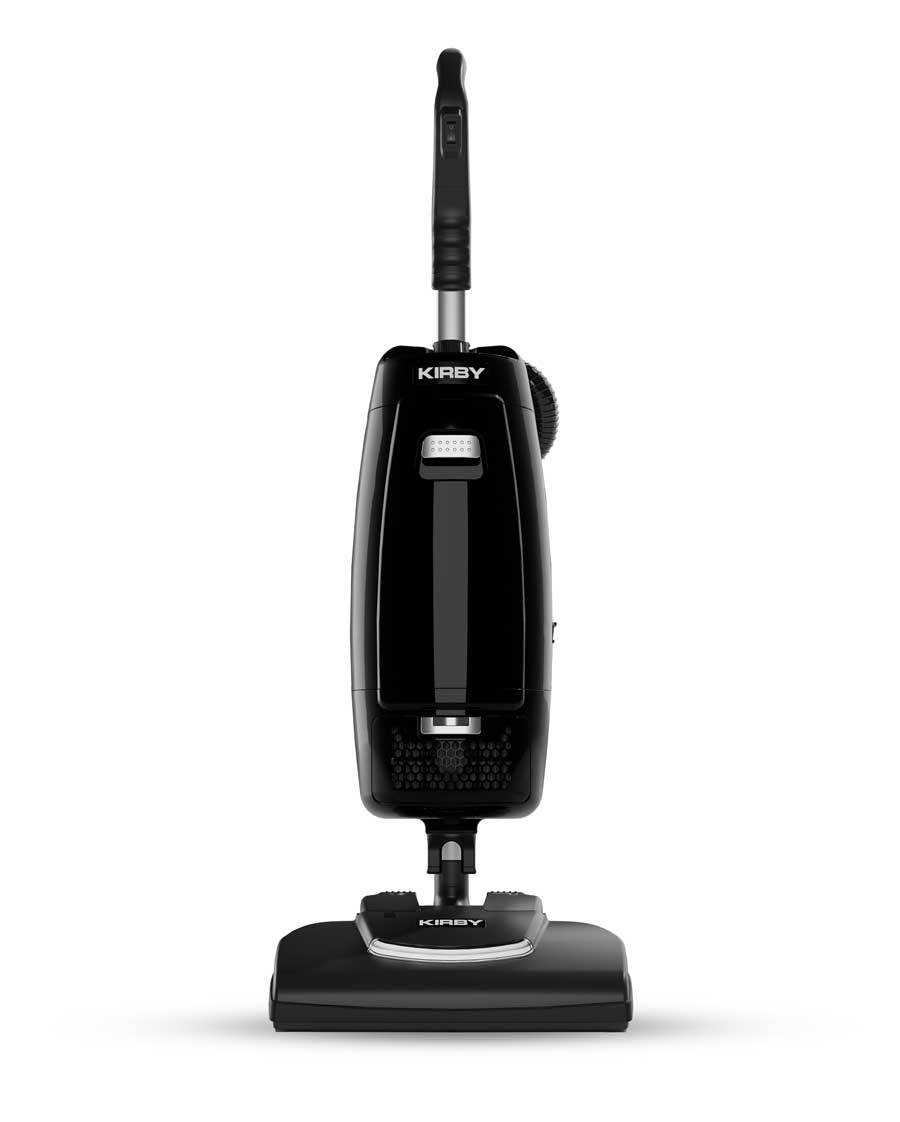 A black Kirby upright V530 Signature Series vacuum cleaner shown from a front-facing perspective on a clean white background.