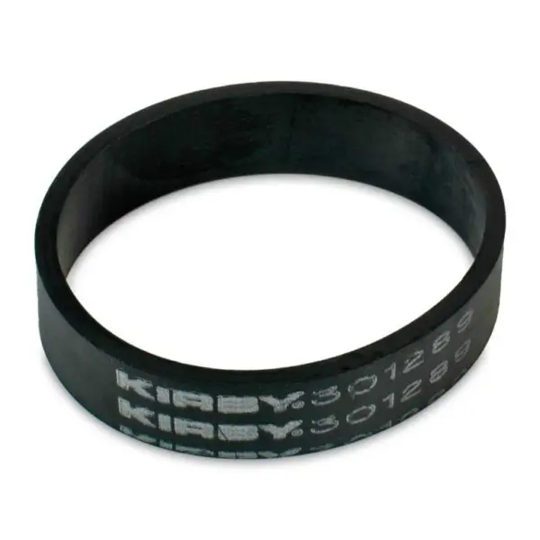 Black Kirby vacuum polishing belt with white text "KIRBY:301289".