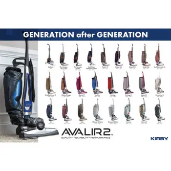 Kirby Avalir 2 vacuum cleaner with various models displayed above.