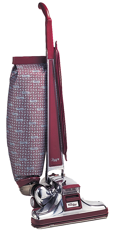 Kirby Legend II vacuum cleaner, maroon and silver.