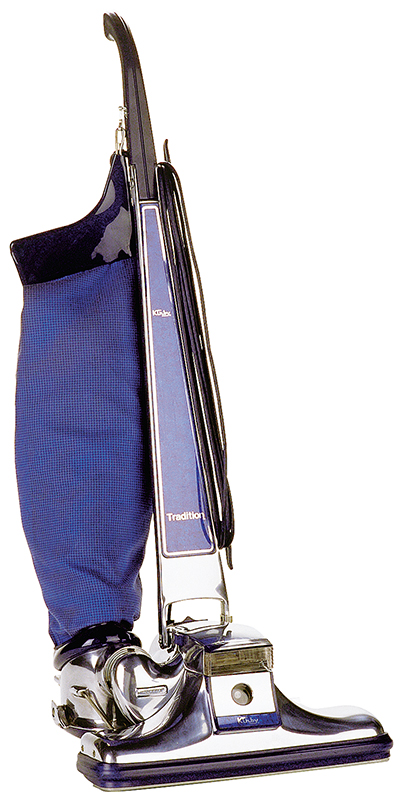 Kirby Tradition vacuum cleaner, blue and silver.