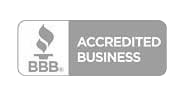 BBB Accredited Business badge in grayscale.