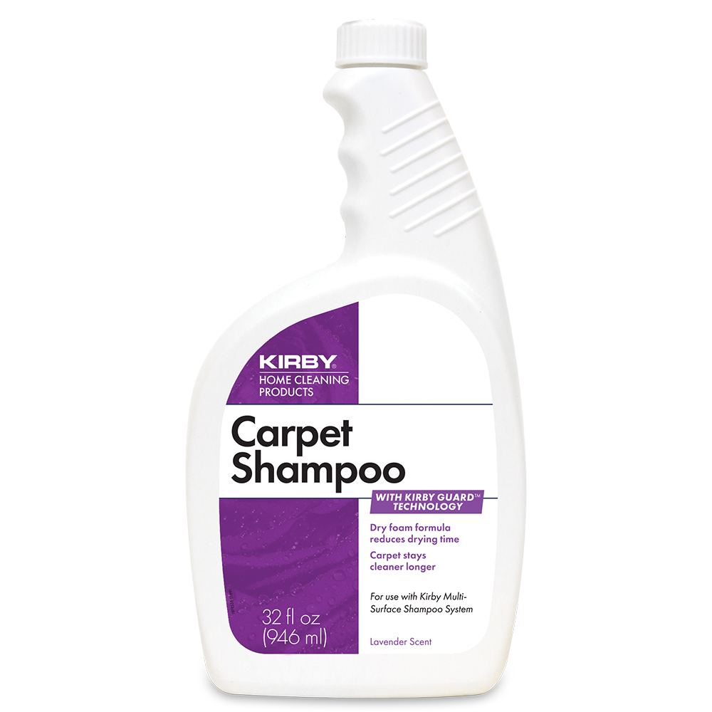 A bottle of Kirby's carpet shampoo